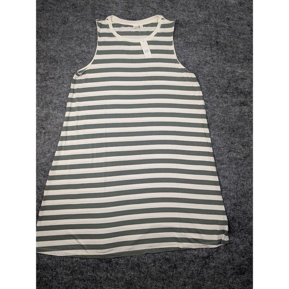 GAP‎ Womens XL Sleeveless Dress Striped Gray White Casual Maxi Tank - Picture 3 of 13